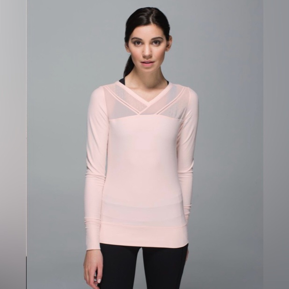 Lululemon Just Breathe Long Sleeve Heathered Parfait Pink Size 6 or Medium